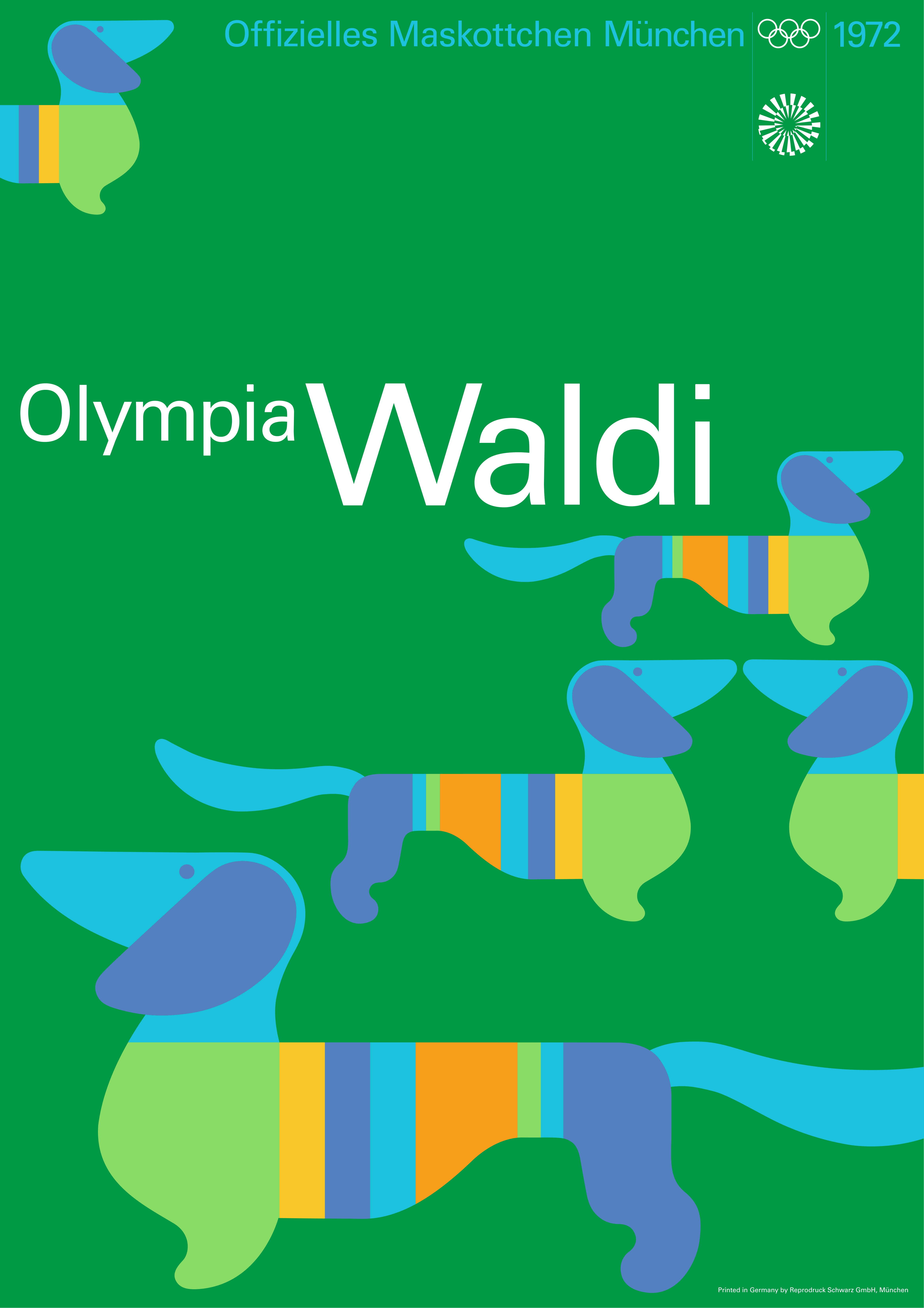 OP Olympiade 1972 Plakat Waldi A1 1221 LE 1